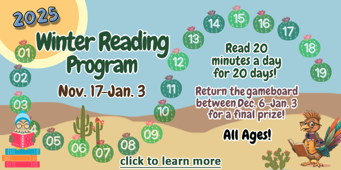 People of all ages, click here to learn about the Winter Reading Program happening at your local Peoria Public Library from November 17 through January 3