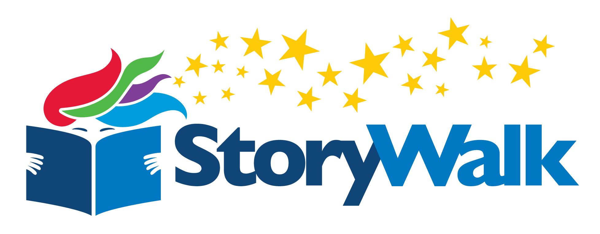 peoria public library story walk logo - graphic with words