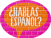 Graphic of a speech bubble with the words Hablas Espanol?