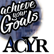 graphic of a circl with the words Achieve Your Goals and ACYR