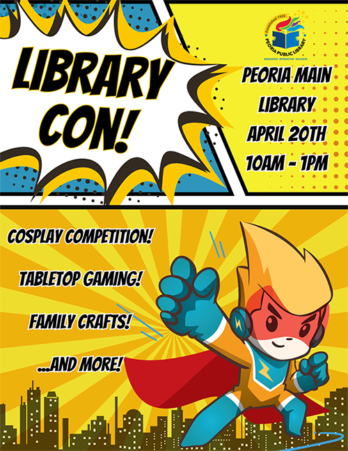 image of the Library Con Flyer with the same information as the descriptive paragraph.