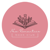 graphic of a pink circle with the words new romantics book clulb