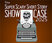 graphic with a typewriter and a piece of paper in it with a skull