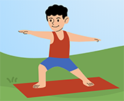 graphic of a younger child doing yoga